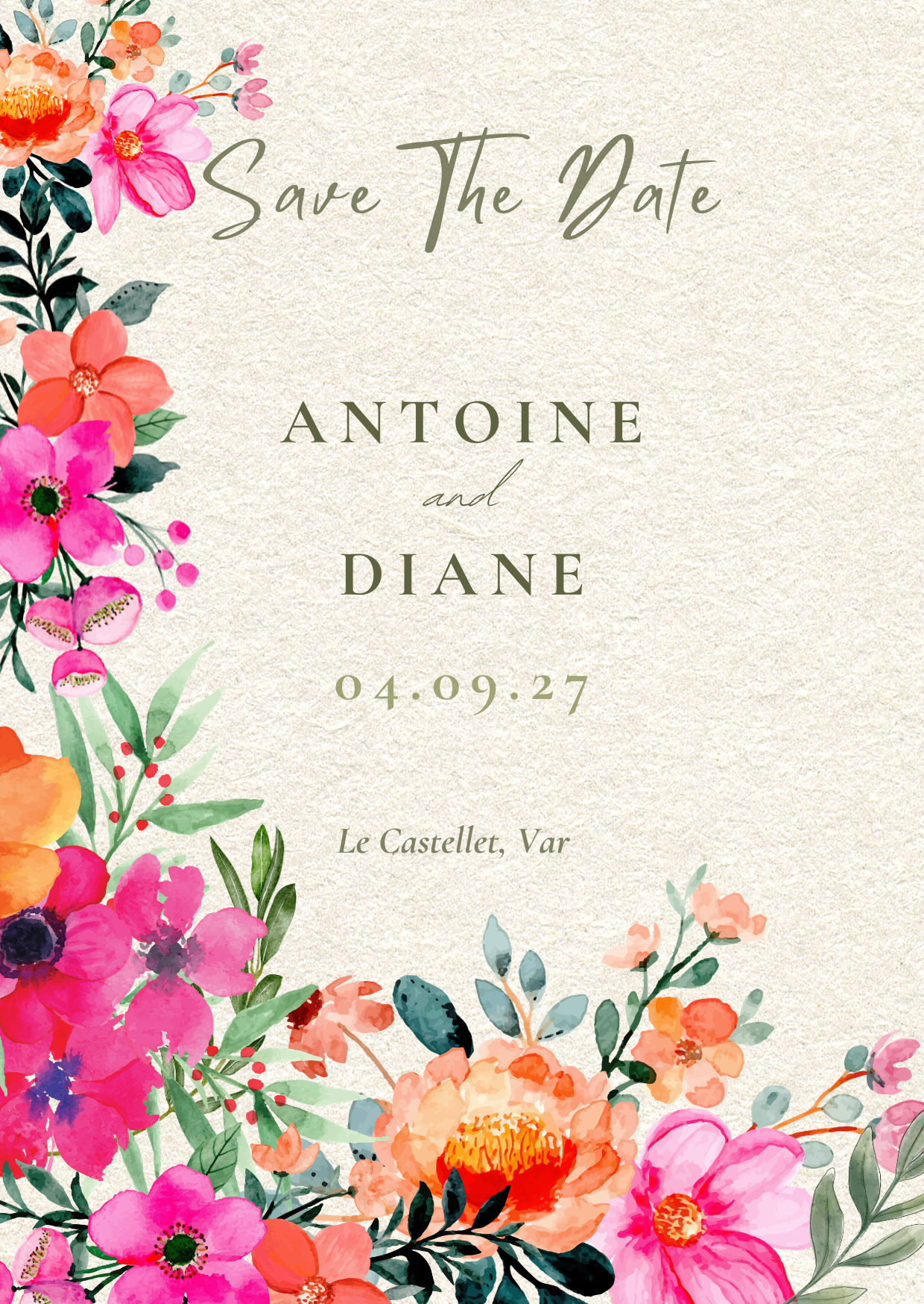 Save the date : Antoine et Diane, le 4 septembre 2027 au Castellet, Var